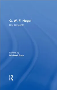 GWF Hegel: Key Concepts