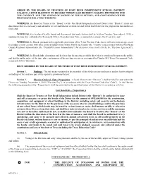 Order by the Board of Trustees Of