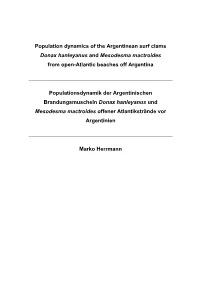 Population Dynamics of the Argentinean Surf Clams Donax Hanleyanus and Mesodesma Mactroides from Open-Atlantic Beaches Off Argentina
