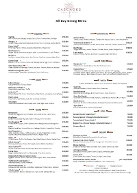 All Day Dining Menu