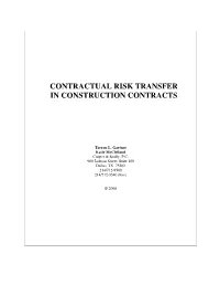 Contractual Risk Transfer in Construction Contracts