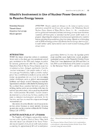 Hitachi's Involvement in Use of Nuclear Power Generation To