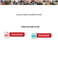 Lecture Notes Geoffrey Hinton