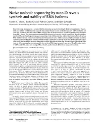 Native Molecule Sequencing by Nano-ID Reveals Synthesis and Stability of RNA Isoforms