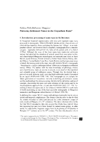Patrociny Settlement Names in the Carpathian Basin*