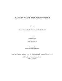 Planetary Surface Instrument Workshop Report (1995)