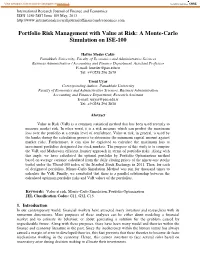 Portfolio Risk Management with Value at Risk: a Monte-Carlo Simulation on ISE-100