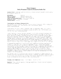 Project Summary Rocky Mountains Cooperative Ecosystem Studies Unit
