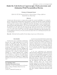 Study the Link Between Laparoscopic Cholecystectomy and Abdominal Wall Paraumbilical Hernia