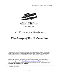 An Educator's Guide to the Story of North Carolina