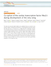 Co-Option of the Cardiac Transcription Factor Nkx2.5 During Development of the Emu Wing