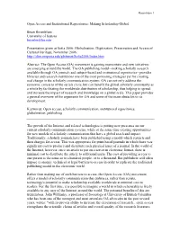 Open Access and Institutional Repositories: Making Scholarship Global