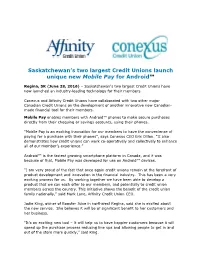 Saskatchewan's Two Largest Credit Unions Launch Unique New Mobile
