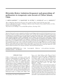 Diversity, Flower Visitation Frequency and Generalism of Pollinators In