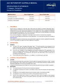 Formula Vee Regulations