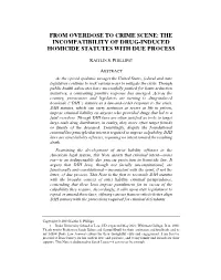 From Overdose to Crime Scene: the Incompatibility of Drug-Induced Homicide Statutes with Due Process