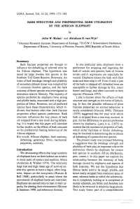 IAWA Journal, Vol. 14 (2),1993: 173-185 BARK STRUCTURE and PREFERENTIAL BARK UTILISATION by the AFRICAN ELEPHANT by J Ohn W