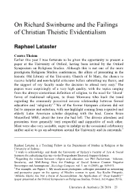 On Richard Swinburne and the Failings of Christian Theistic Evidentialism