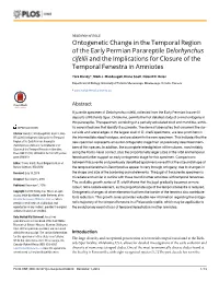 Ontogenetic Change in the Temporal Region of the Early Permian Parareptile Delorhynchus Cifellii and the Implications for Closure of the Temporal Fenestra in Amniotes