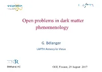 Open Problems in Dark Matter Phenomenology