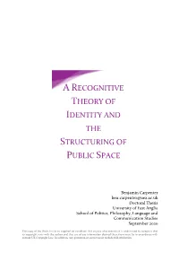A Recognitive Theory of Identity and the Structuring of Public Space