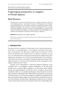 A Typological Perspective on Negation in Finnish Dialects