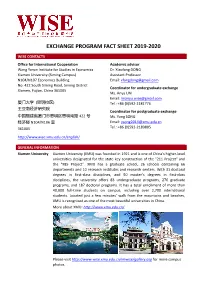 Exchange Program Fact Sheet 2019-2020