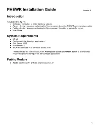 PHEWR Installation Guide (Version 3)