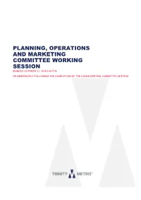 Planning, Operations and Marketing Committee Working Session Monday October 21, 2019 4:00 P.M