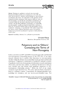 Polyamory and Its 'Others': Contesting the Terms of Non