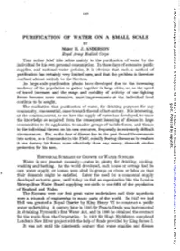 PURIFICATION of WATER on a SMALL SCALE by Major H
