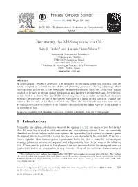 Recovering the MSS-Sequence Via CA