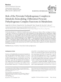 Role of the Pyruvate Dehydrogenase Complex in Metabolic Remodeling: Differential Pyruvate Dehydrogenase Complex Functions in Metabolism
