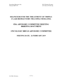 Selinexor for the Treatment of Triple- Class Refractory Multiple Myeloma