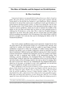 The Rise of Chindia and Its Impact on World System