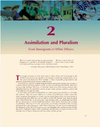Assimilation and Pluralism. from Immigrants to White Ethnics