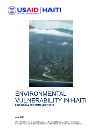 Environmental Vulnerability in Haiti Findings & Recommendations