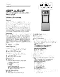 Getinge #67 400-500 HC Product Spec.Indd
