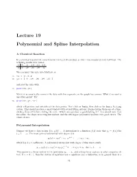 Lecture 19 Polynomial and Spline Interpolation