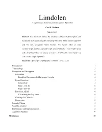 Limdolen a Lightweight Authenticated Encryption Algorithm