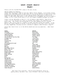 PLAY! Songlist for Your Review