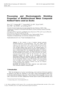 Processing and Electromagnetic Shielding Properties of Multifunctional Metal Composite Knitted Fabric Used As Socks