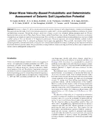 Shear-Wave Velocity–Based Probabilistic and Deterministic Assessment of Seismic Soil Liquefaction Potential