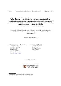 Solid-Liquid Transitions in Homogenous Ovalene, Hexabenzocoronene and Circumcoronene Clusters: a Molecular Dynamics Study