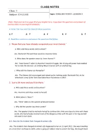 CLASS NOTES Class: V Subject: ENGLISH Topic: ENGLISH FERRY- LESSON 3