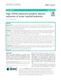 High HSPA8 Expression Predicts Adverse Outcomes of Acute Myeloid Leukemia Jun Li1 and Zheng Ge1,2*