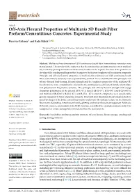 Off-Axis Flexural Properties of Multiaxis 3D Basalt Fiber Preform/Cementitious Concretes: Experimental Study