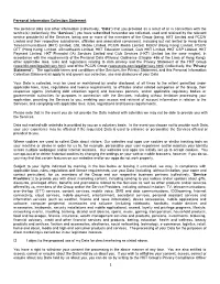 Personal Information Collection Statement