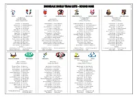 Swindale Shield Team Lists - Round Nine