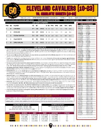 2019-20 Cleveland Cavaliers Game Notes Follow @Cavsnotes on Twitter Regular Season Game # 34 Home Game # 17